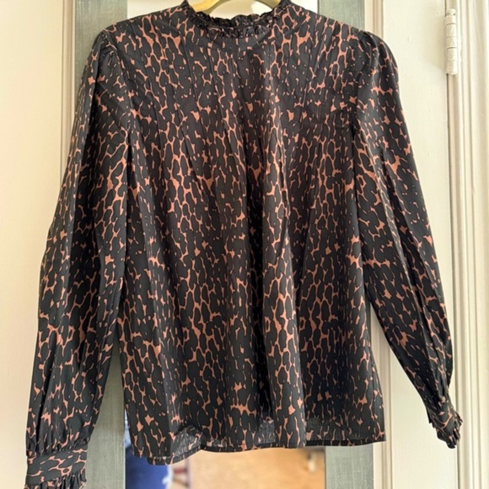 Rails Ariana Savannah Leopard Ruffle High Neck Pr… - image 2